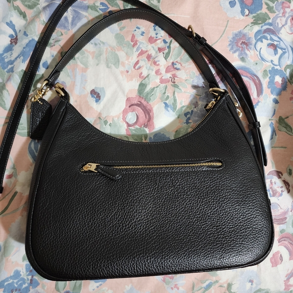 Coach Teri Hobo Shoulder Convertible Crossbody Bag Black Gold Hardware CV935 - Picture 2 of 3